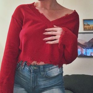 🍒BRAND NEW! Vestique Botique distressed sweater